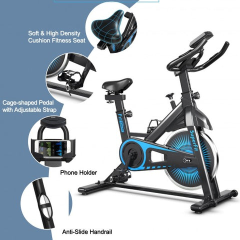 Indoor Silent Belt Drive Adjustable Resistance Cycling Stationary Bike-Blue