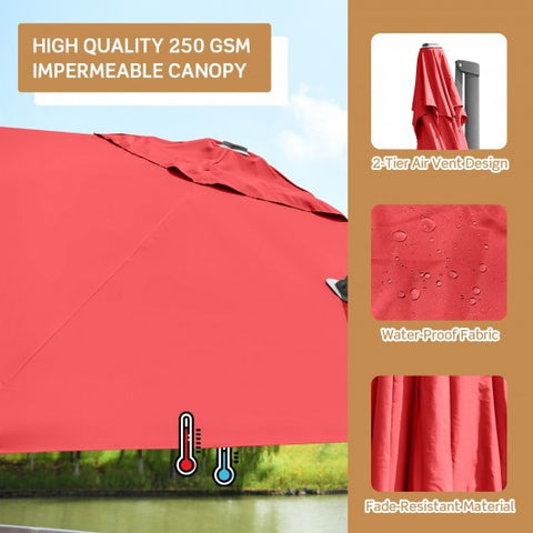 10 x 10 Feet Patio Offset Cantilever Umbrella with Aluminum 360-degree Rotation Tilt-Orange