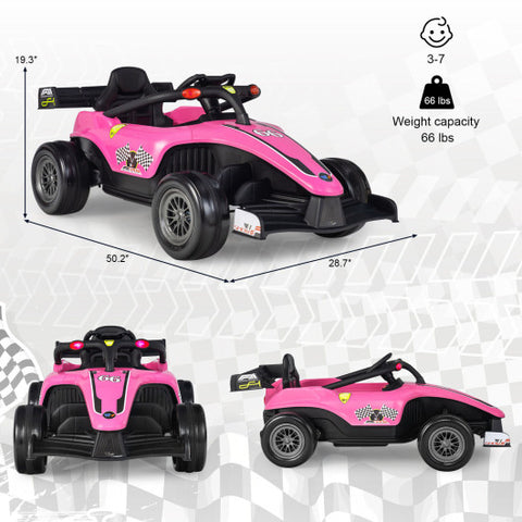 12V Kids Ride on Electric Formula Racing Car with Remote Control-Pink