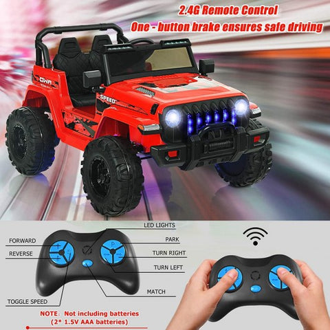 12V Kids Ride-on Jeep Car with 2.4 G Remote Control-Red