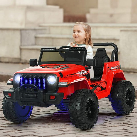 12V Kids Ride-on Jeep Car with 2.4 G Remote Control-Red