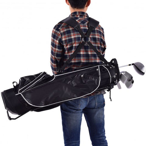 Golf Stand Cart Bag w/ 4 Way Divider Carry Organizer Pockets-Black