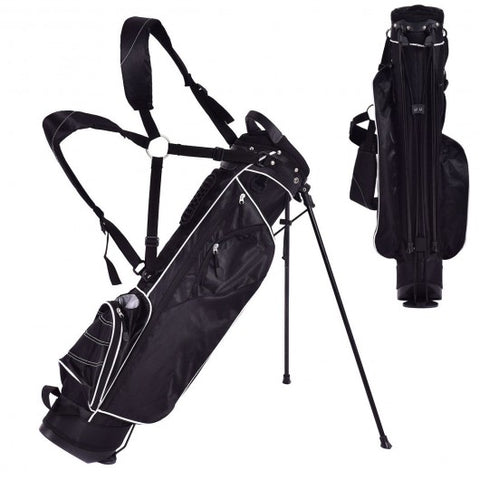 Golf Stand Cart Bag w/ 4 Way Divider Carry Organizer Pockets-Black