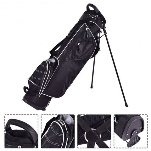 Golf Stand Cart Bag w/ 4 Way Divider Carry Organizer Pockets-Black