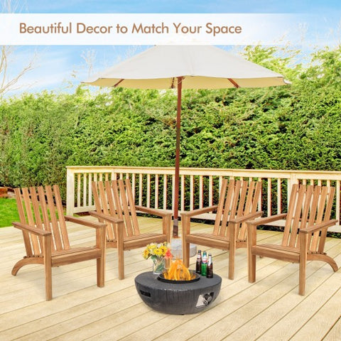 Outdoor Durable Patio Acacia Wood Adirondack Lounge Armchair-Natural