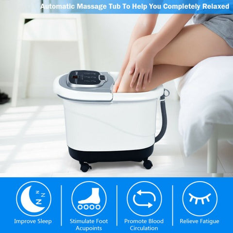 Portable All-In-One Heated Foot Bubble Spa Bath Motorized Massager-Gray