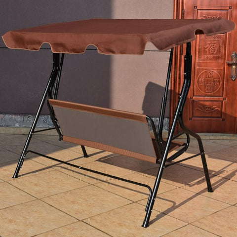 3 Seats Patio Canopy Swing-brown