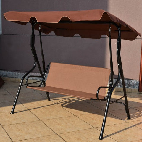 3 Seats Patio Canopy Swing-brown