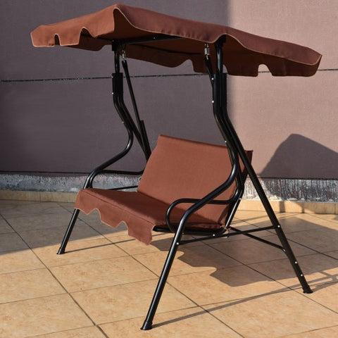 3 Seats Patio Canopy Swing-brown