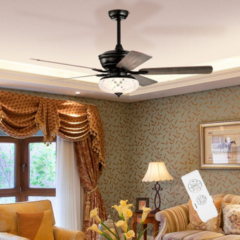 52 Inch Ceiling Fan with 3 Wind Speeds and 5 Reversible Blades-Gray