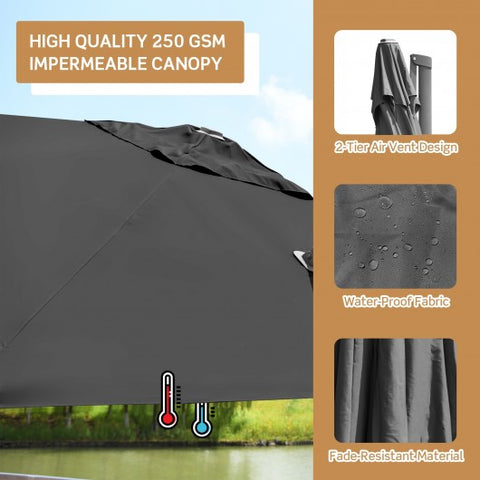 10 x 10 Feet Patio Offset Cantilever Umbrella with Aluminum 360-degree Rotation Tilt-Gray