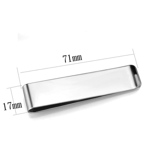 LO3384 - High polished (no plating) Stainless Steel Money clip with No Stone