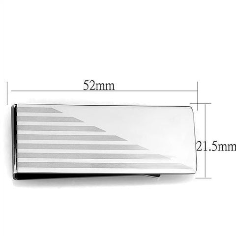 TK2077 - High polished (no plating) Stainless Steel Money clip with No Stone