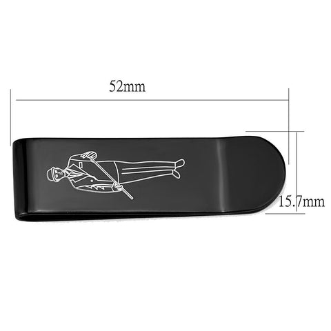 LO4137 - Ruthenium Brass Money clip with No Stone