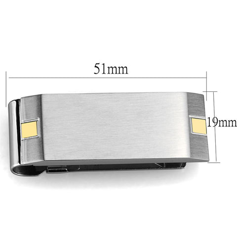 TK2069 - Two-Tone IP Gold (Ion Plating) Stainless Steel Money clip with No Stone