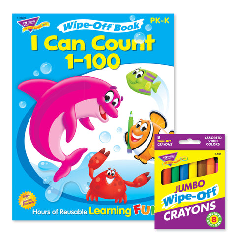 I Can Count 1-100 Book and Crayons Reusable Wipe-Off® Activity Set, 2 Sets