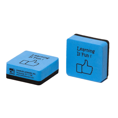 Whiteboard Erasers, Felt and Foam, Learning is Fun Style, 2 x 2", Blue/Black, Pack of 15