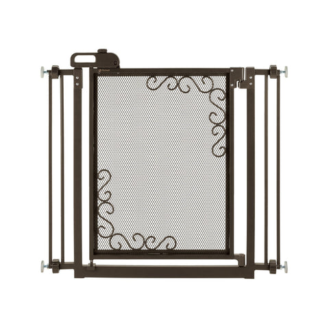 One-touch Metal Mesh Pet Gate In Antique Bronze