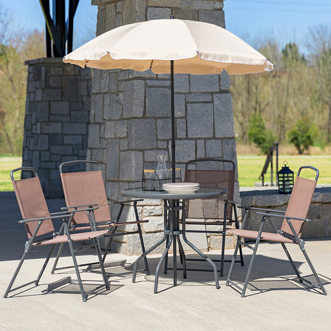 6PC Red Patio Set & Umbrella