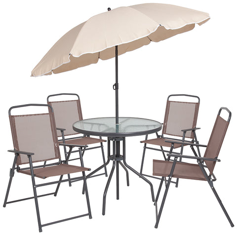 6PC Red Patio Set & Umbrella