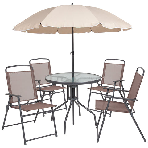 6PC Red Patio Set & Umbrella