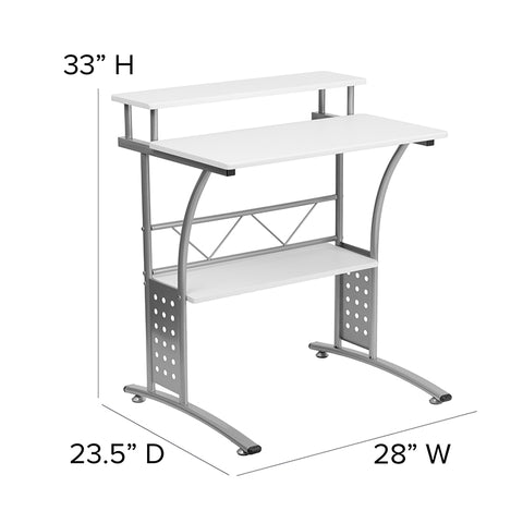 White Perforated Panel Desk