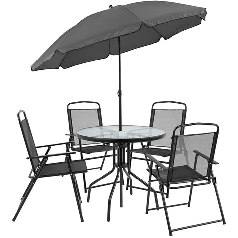 6PC Red Patio Set & Umbrella