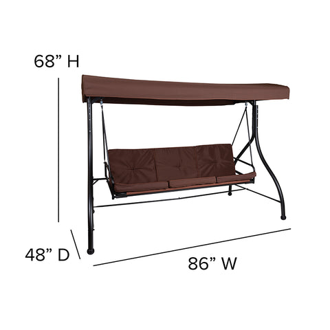 Tan 3-Seater Patio Swing/Bed