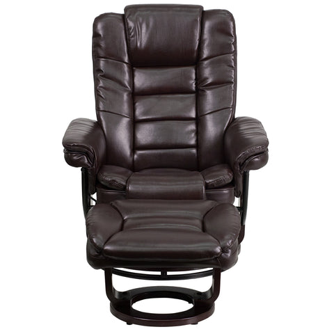 Brown Leather Recliner&Ottoman