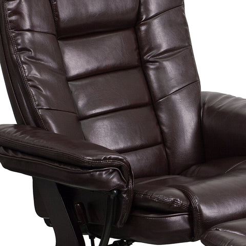 Brown Leather Recliner&Ottoman