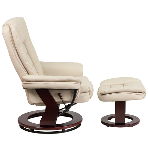 Brown Leather Recliner&Ottoman