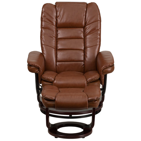 Brown Leather Recliner&Ottoman