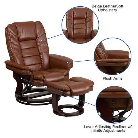 Brown Leather Recliner&Ottoman