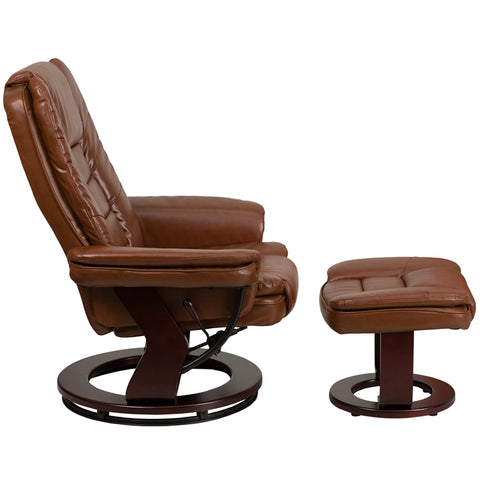 Brown Leather Recliner&Ottoman