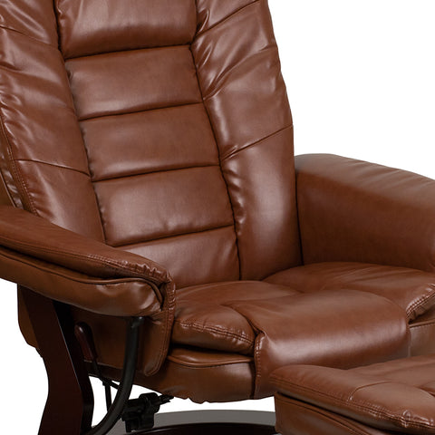 Brown Leather Recliner&Ottoman