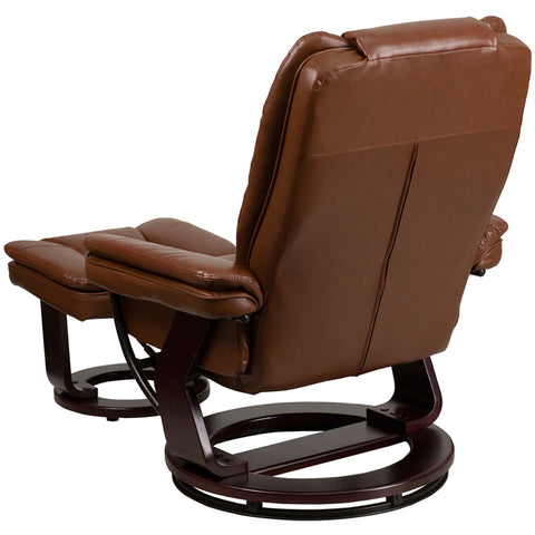 Brown Leather Recliner&Ottoman