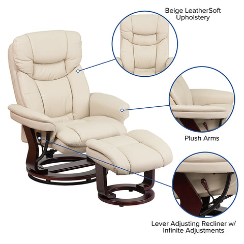 Brown Leather Recliner&Ottoman