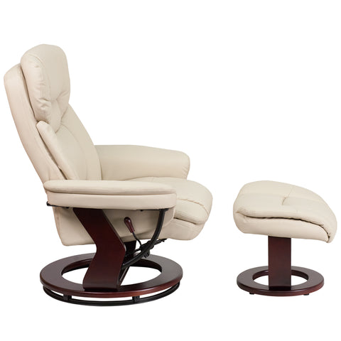 Brown Leather Recliner&Ottoman