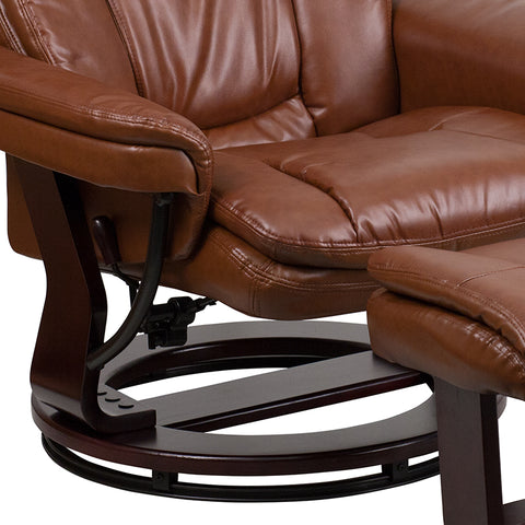 Brown Leather Recliner&Ottoman