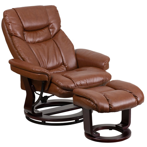 Brown Leather Recliner&Ottoman