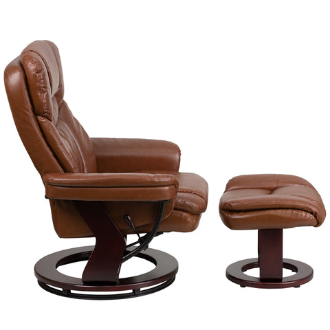 Brown Leather Recliner&Ottoman