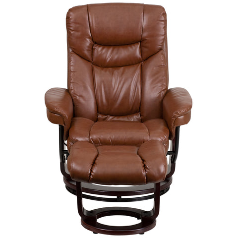 Brown Leather Recliner&Ottoman