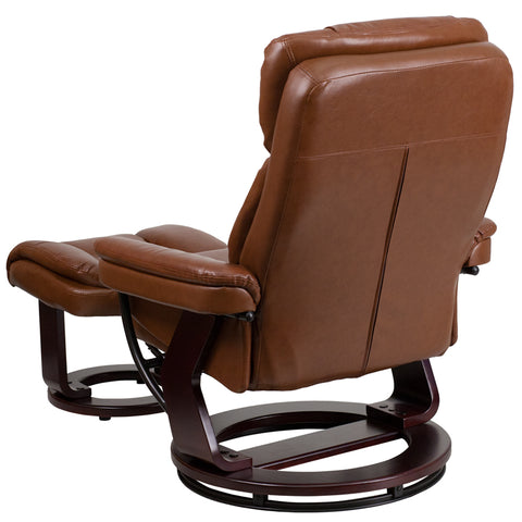 Brown Leather Recliner&Ottoman