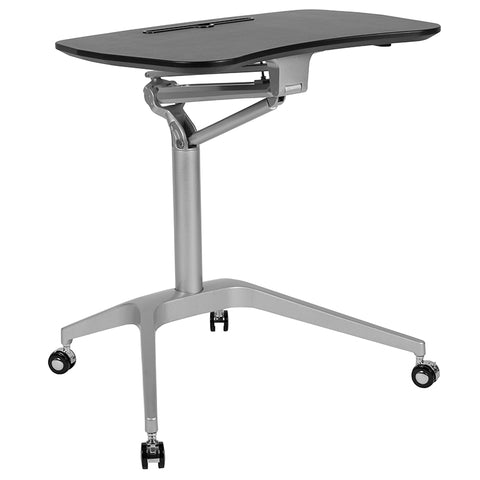 White Mobile Sit to Stand Desk