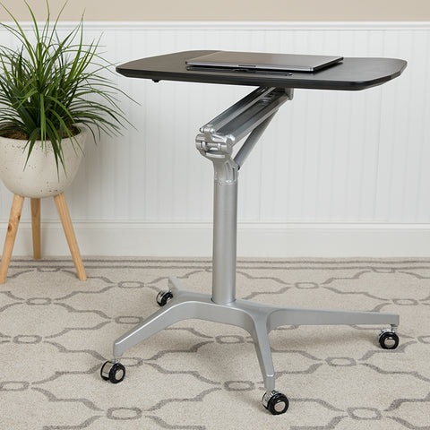 White Mobile Sit to Stand Desk