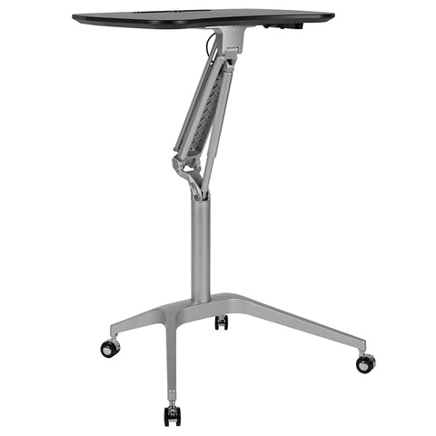 White Mobile Sit to Stand Desk