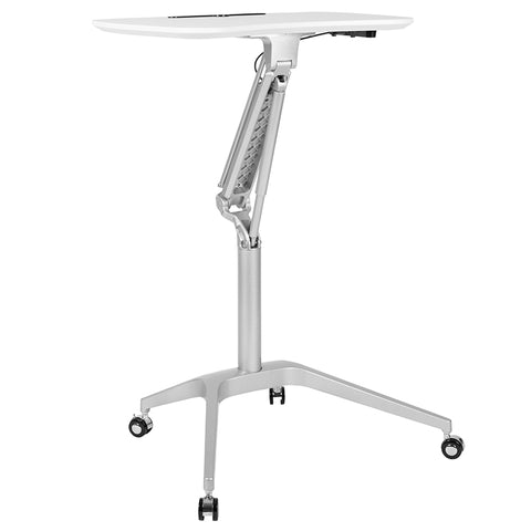 White Mobile Sit to Stand Desk