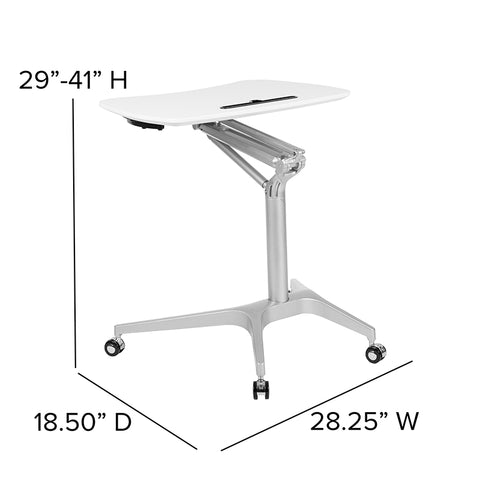 White Mobile Sit to Stand Desk