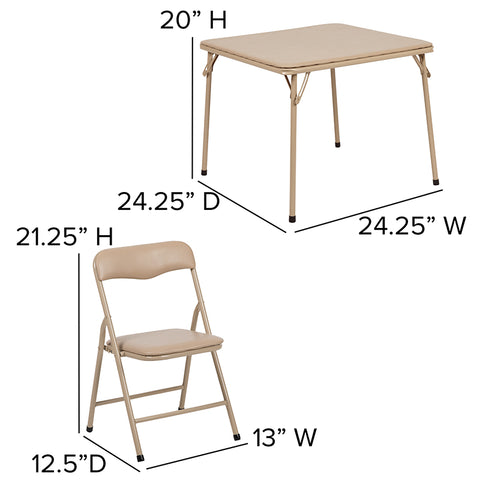 Kids Tan Folding Table Set