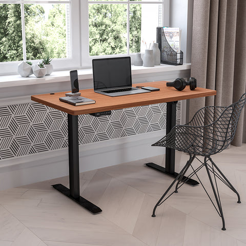 Mahogany Electric Stand Desk